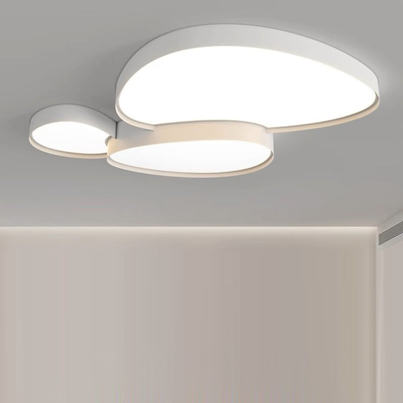 Moderne schlichte LED-Deckenleuchte aus Acryl und Eisen in Kieselstein-Optik für das Wohnzimmer 