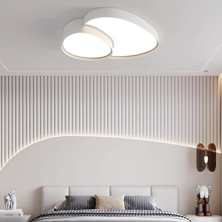 Moderne schlichte LED-Deckenleuchte aus Acryl und Eisen in Kieselstein-Optik für das Wohnzimmer 