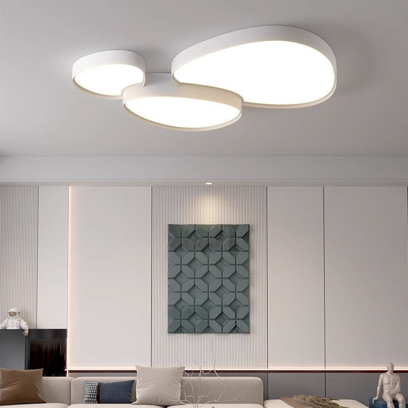 Moderne schlichte LED-Deckenleuchte aus Acryl und Eisen in Kieselstein-Optik für das Wohnzimmer 