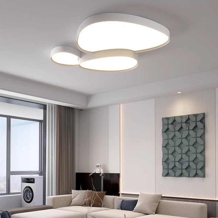 Moderne schlichte LED-Deckenleuchte aus Acryl und Eisen in Kieselstein-Optik für das Wohnzimmer 