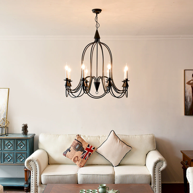 Chandelier Traditionnel Rustique Cadre en Fer en Verre 3/6/8 Lumières Pour Salon 