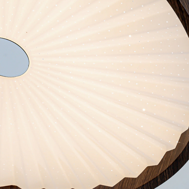 Plafonnier LED rond en acrylique plissé imitation bois contemporain pour chambre 
