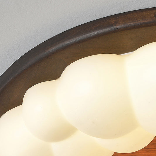 Plafonnier LED en bois massif nordique contemporain avec abat-jour en acrylique en forme de nuage pour chambre 