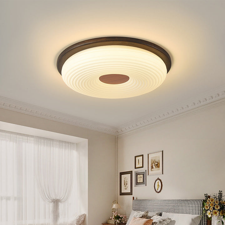Plafonnier LED en bois massif nordique contemporain avec abat-jour en acrylique en forme de nuage pour chambre 