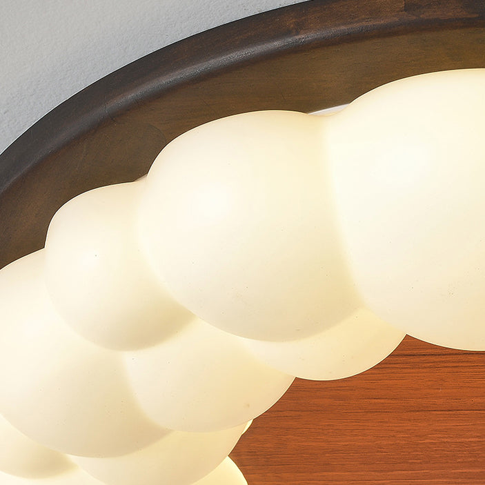 Plafonnier LED en bois massif nordique contemporain avec abat-jour en acrylique en forme de nuage pour chambre 