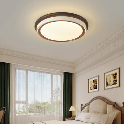 Luz de techo LED empotrada redonda geométrica minimalista moderna de acrílico con acabado de madera para dormitorio 