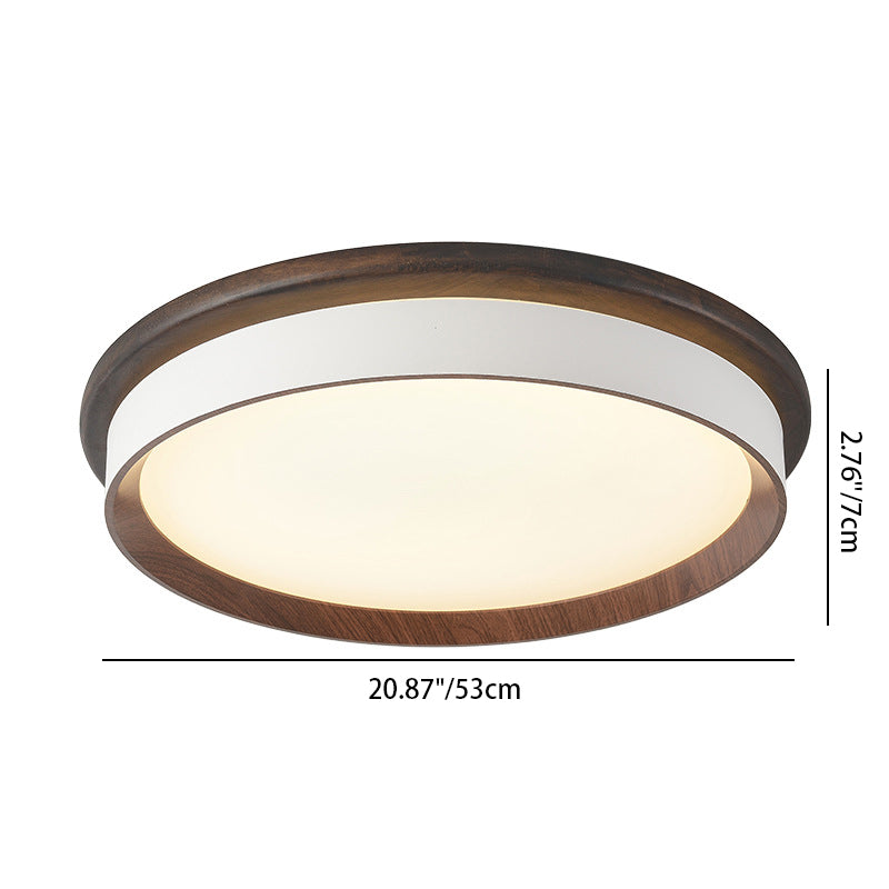 Plafonnier LED rond géométrique minimaliste moderne en acrylique et grain de bois pour chambre 