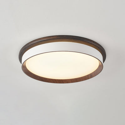 Luz de techo LED empotrada redonda geométrica minimalista moderna de acrílico con acabado de madera para dormitorio 