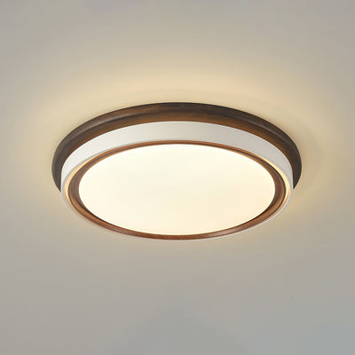 Luz de techo LED empotrada redonda geométrica minimalista moderna de acrílico con acabado de madera para dormitorio 