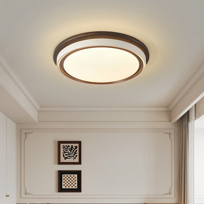 Luz de techo LED empotrada redonda geométrica minimalista moderna de acrílico con acabado de madera para dormitorio 