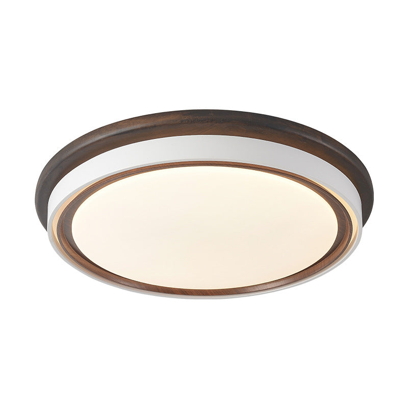 Luz de techo LED empotrada redonda geométrica minimalista moderna de acrílico con acabado de madera para dormitorio 