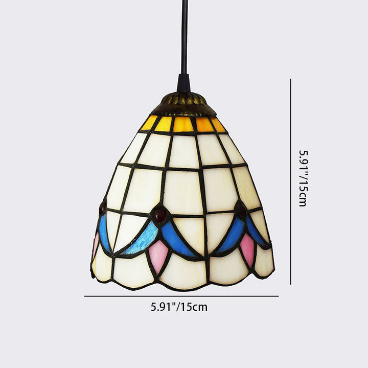 Traditionelle Tiffany Magnolienblume Buntglas Eisen Runde 1-Licht Pendelleuchte für Wohnzimmer 