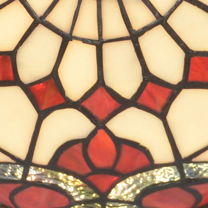 Plafonnier à trois lumières avec dôme en verre teinté baroque traditionnel Tiffany pour salon 