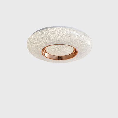 Contemporary Luxury Dazzling Crystal Sand Acrylic Geometric Ring LED Flush Mount Ceiling Light For Bedroom