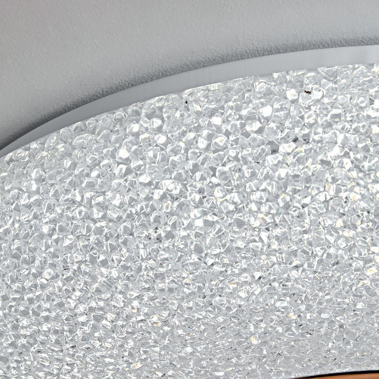 Contemporary Luxury Dazzling Crystal Sand Acrylic Geometric Ring LED Flush Mount Ceiling Light For Bedroom