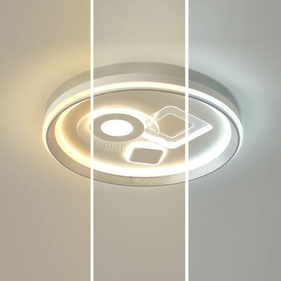 Contemporary Simplicity Iron Acrylic Geometric Round LED Flush Mount Ceiling Light For Bedroom