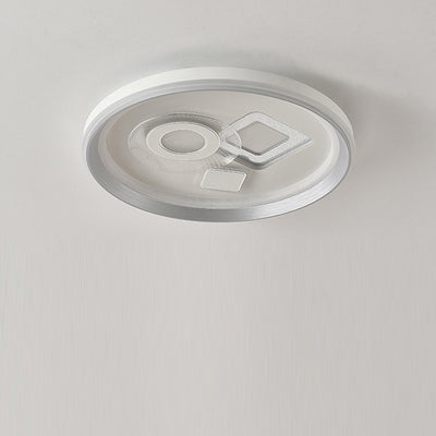 Contemporary Simplicity Iron Acrylic Geometric Round LED Flush Mount Ceiling Light For Bedroom