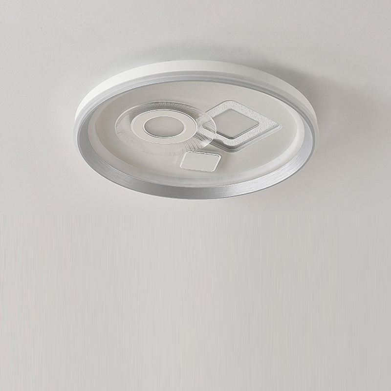 Contemporary Simplicity Iron Acrylic Geometric Round LED Flush Mount Ceiling Light For Bedroom
