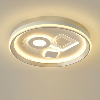 Contemporary Simplicity Iron Acrylic Geometric Round LED Flush Mount Ceiling Light For Bedroom