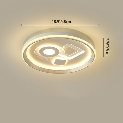 Contemporary Simplicity Iron Acrylic Geometric Round LED Flush Mount Ceiling Light For Bedroom