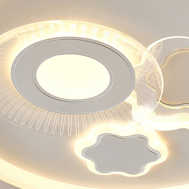 Contemporary Simplicity Iron Acrylic Geometric Round LED Flush Mount Ceiling Light For Bedroom