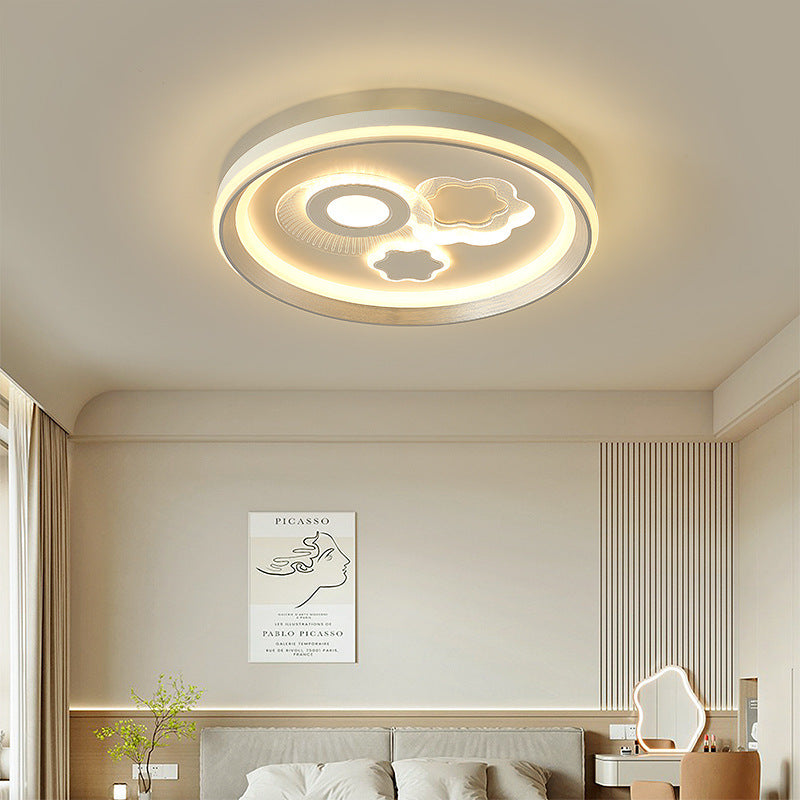 Contemporary Simplicity Iron Acrylic Geometric Round LED Flush Mount Ceiling Light For Bedroom
