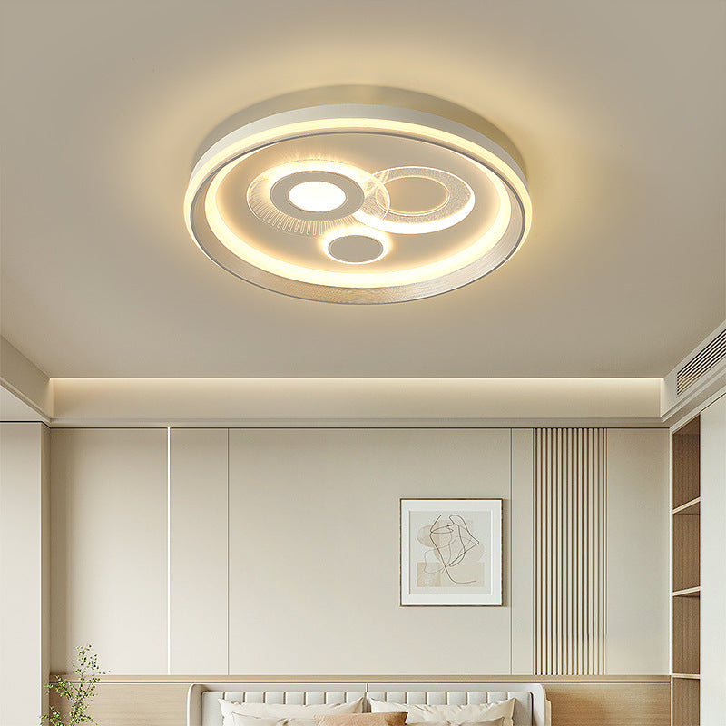 Contemporary Simplicity Iron Acrylic Geometric Round LED Flush Mount Ceiling Light For Bedroom