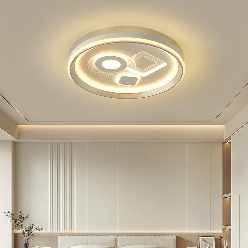 Contemporary Simplicity Iron Acrylic Geometric Round LED Flush Mount Ceiling Light For Bedroom