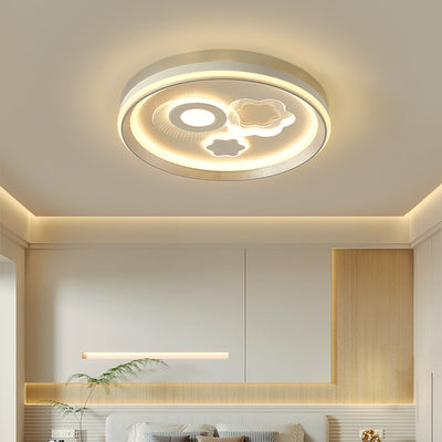 Contemporary Simplicity Iron Acrylic Geometric Round LED Flush Mount Ceiling Light For Bedroom