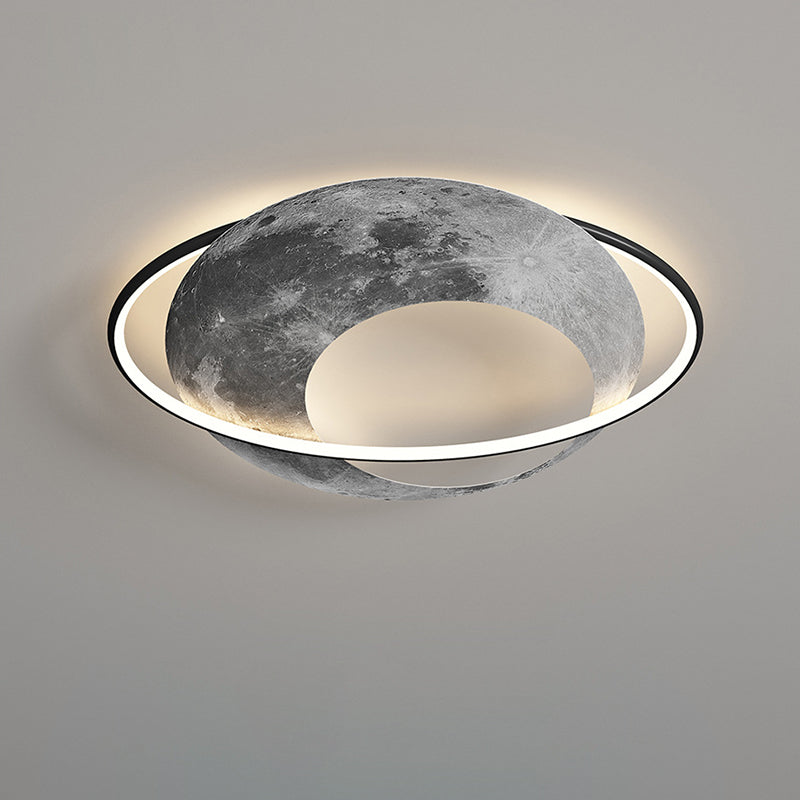 Contemporary Creative Planet Aluminum Acrylic LED Flush Mount Ceiling Light For Bedroom