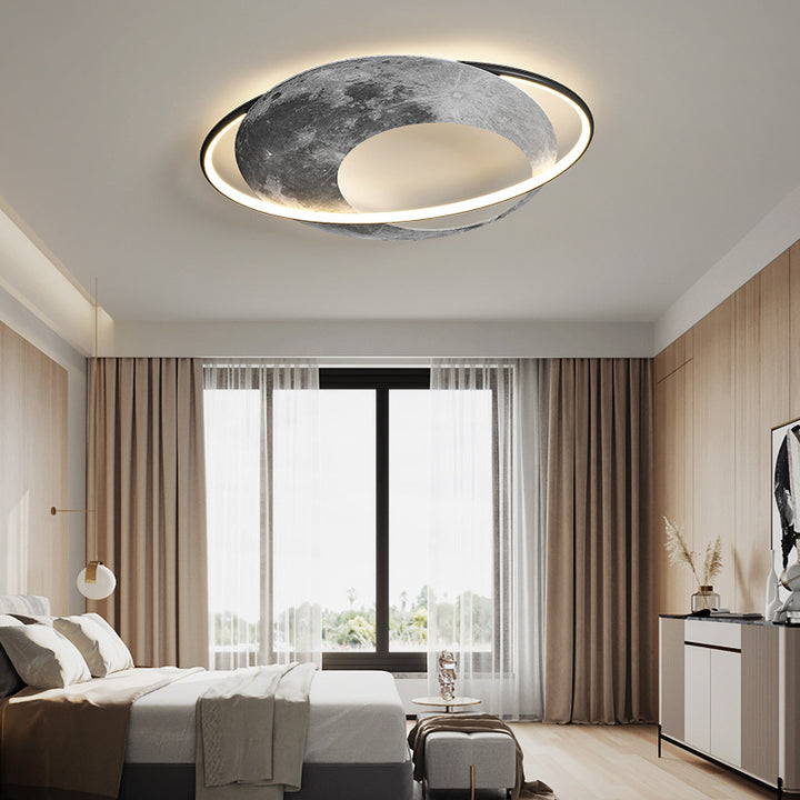 Contemporary Creative Planet Aluminum Acrylic LED Flush Mount Ceiling Light For Bedroom