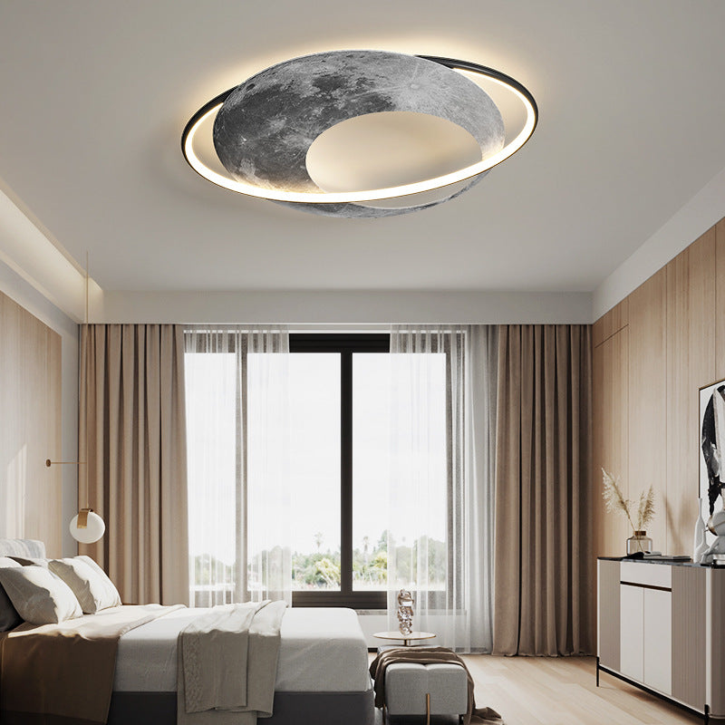 Contemporary Creative Planet Aluminum Acrylic LED Flush Mount Ceiling Light For Bedroom