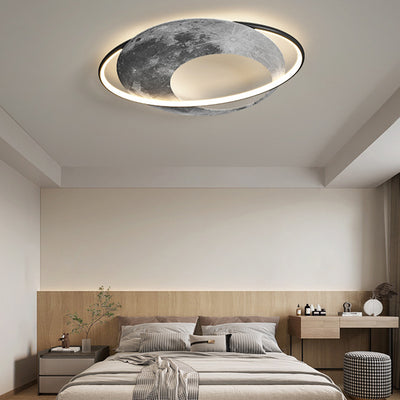 Contemporary Creative Planet Aluminum Acrylic LED Flush Mount Ceiling Light For Bedroom