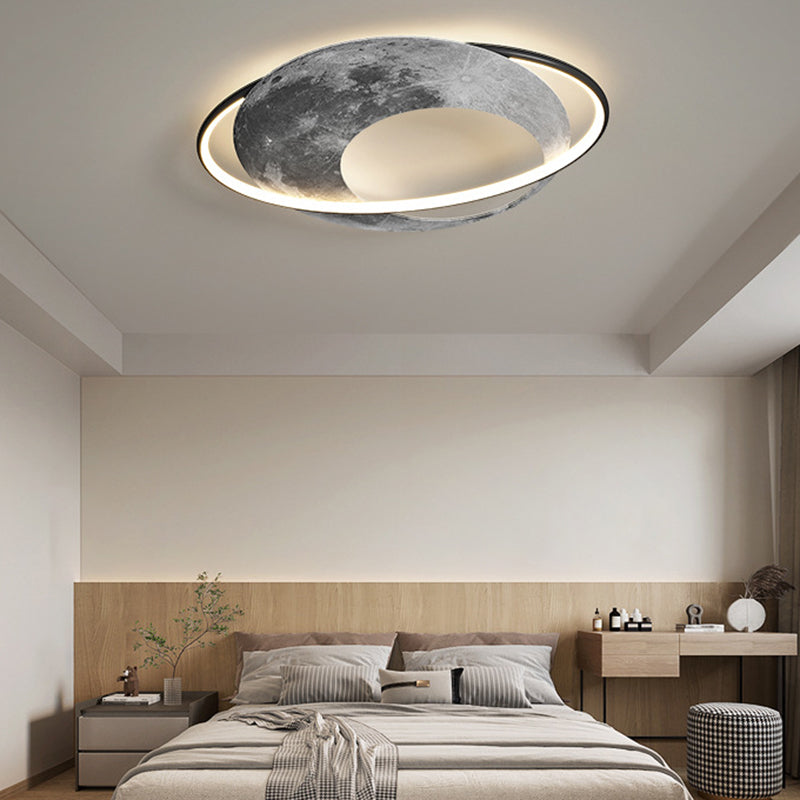 Contemporary Creative Planet Aluminum Acrylic LED Flush Mount Ceiling Light For Bedroom