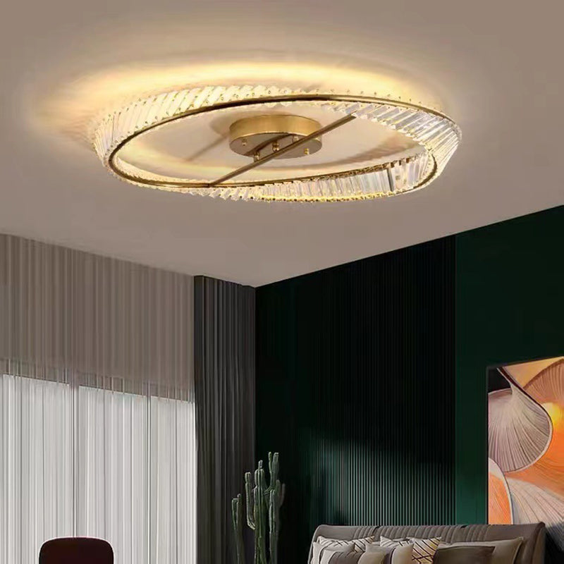 Lustre à LED encastré en cristal contemporain de luxe pour chambre à coucher 