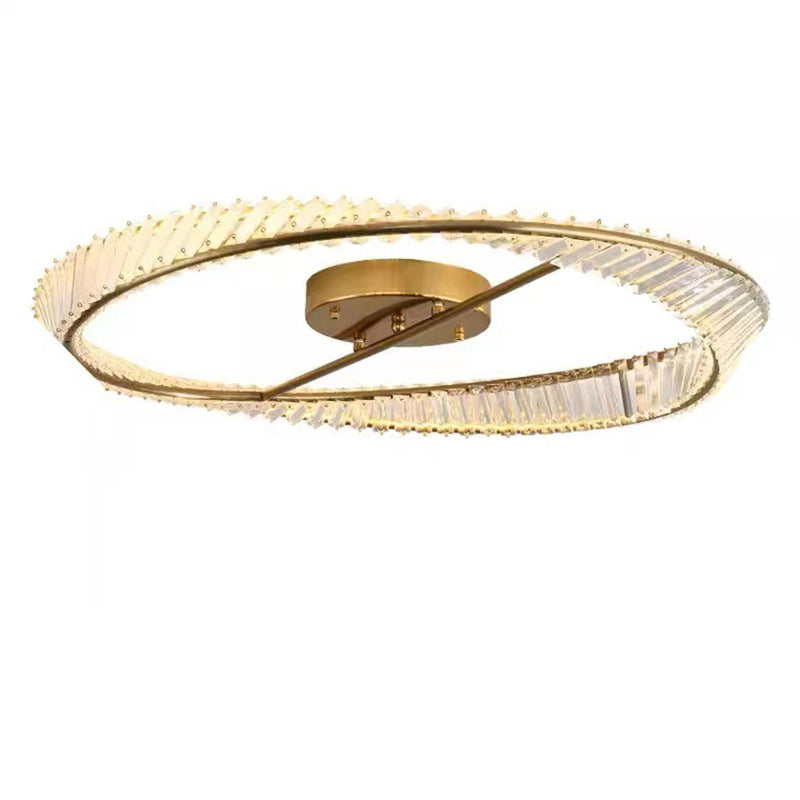 Lustre à LED encastré en cristal contemporain de luxe pour chambre à coucher 