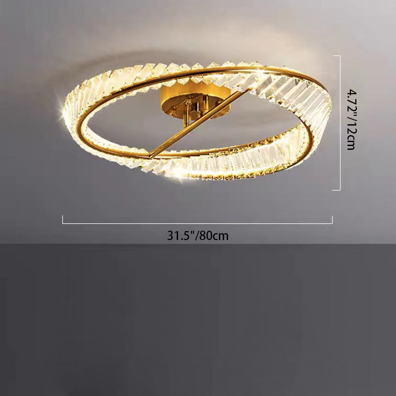 Lustre à LED encastré en cristal contemporain de luxe pour chambre à coucher 