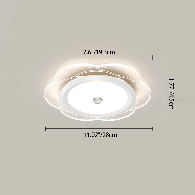 Contemporary Simplicity Iron Aluminum Flower Acrylic Shade LED Flush Mount Ceiling Light For Living Room