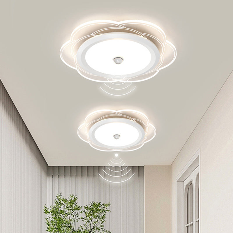 Plafonnier LED en fer et aluminium avec abat-jour en acrylique pour salon, simplicité contemporaine 