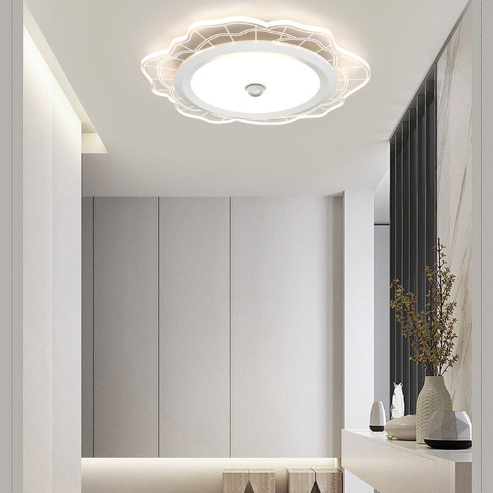 Plafonnier LED en fer et aluminium avec abat-jour en acrylique pour salon, simplicité contemporaine 