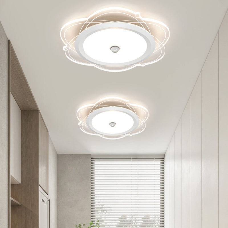 Plafonnier LED en fer et aluminium avec abat-jour en acrylique pour salon, simplicité contemporaine 