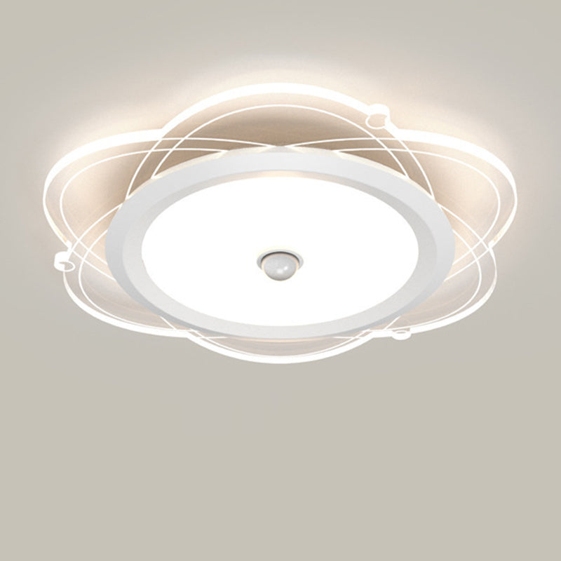 Plafonnier LED en fer et aluminium avec abat-jour en acrylique pour salon, simplicité contemporaine 