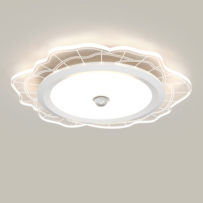 Plafonnier LED en fer et aluminium avec abat-jour en acrylique pour salon, simplicité contemporaine 