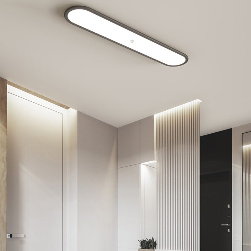 Modern Minimalist Iron Aluminum Geometric Ellipse Acrylic Shade LED Flush Mount Ceiling Light For Living Room