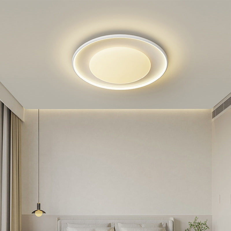 Plafonnier LED rond en acrylique minimaliste moderne en fer et aluminium pour chambre à coucher 