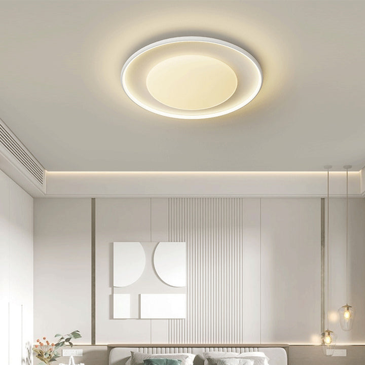 Plafonnier LED rond en acrylique minimaliste moderne en fer et aluminium pour chambre à coucher 
