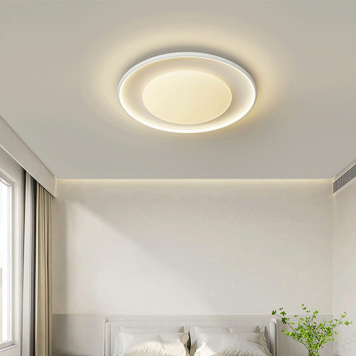 Plafonnier LED rond en acrylique minimaliste moderne en fer et aluminium pour chambre à coucher 