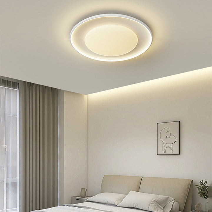 Plafonnier LED rond en acrylique minimaliste moderne en fer et aluminium pour chambre à coucher 