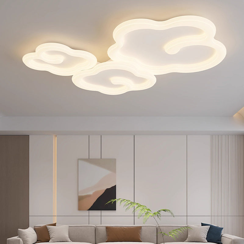 Luz de techo empotrada LED de sombra de nube auspiciosa de hierro PE creativo contemporáneo para sala de estar 