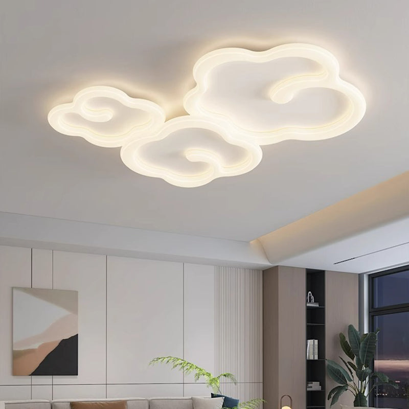 Luz de techo empotrada LED de sombra de nube auspiciosa de hierro PE creativo contemporáneo para sala de estar 